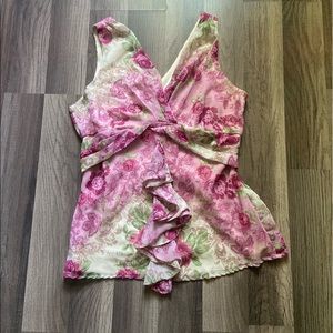 90s garden fairy rose raffle tank top